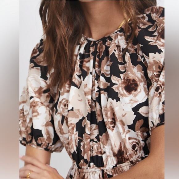 Rails Khloe Floral Knee Length Shift Dress Sepia Roses Sz XS - Picture 6 of 9